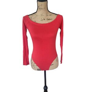 NWT Heart and hips red bodysuit with long sleeves, boat neck, size medium